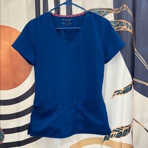 HeartSoul Women's Royal Blue V-Neck Scrub Top with Pockets